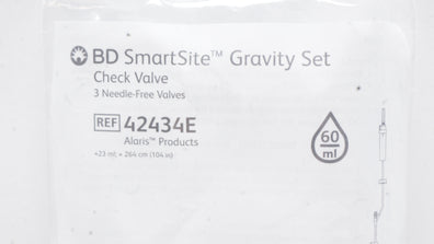 BD 42434E SmartSite Gravity Set Check Valve 60Drop/ml 23ml x 104inch (x)